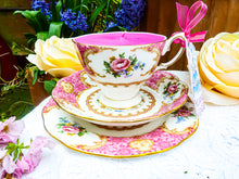 Load image into Gallery viewer, Royal Albert Lady Carlyle Teacup Trio  Pinks, Scrolls &amp; Roses
