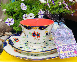 Unique 1930s hand painted Imari Teacup Trio Scented Soy Candle