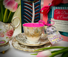 Load image into Gallery viewer, 1950s Gold leaf Chintz Teacup trio Soy Candle
