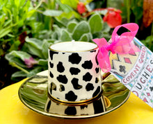 Load image into Gallery viewer, Modern Animal Print black &amp; White Expresso Cup soy Candle
