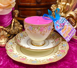 Elegant 1930s Art Deco Gold Brocade ‘Royal Grafton Teacup Scented Soy Candle