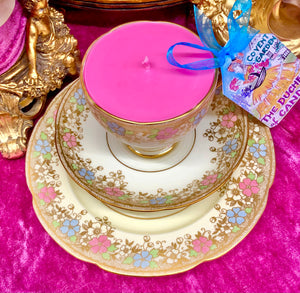 Elegant 1930s Art Deco Gold Brocade ‘Royal Grafton Teacup Scented Soy Candle