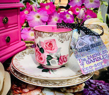Load image into Gallery viewer, Vintage 1950s ‘Bowbell’ Pink Rose teacup Trio Soy Scented Candle
