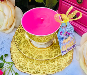 Stunning ‘Colclough’ Yellow & Gold Chintz 1950s Teacup trio Scented Soy Candle
