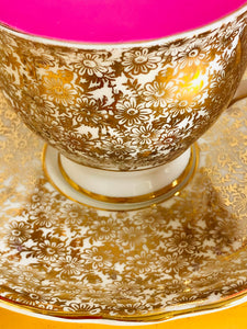 Beautiful 1950s Gold Chintz Coffee Cup scented Candle