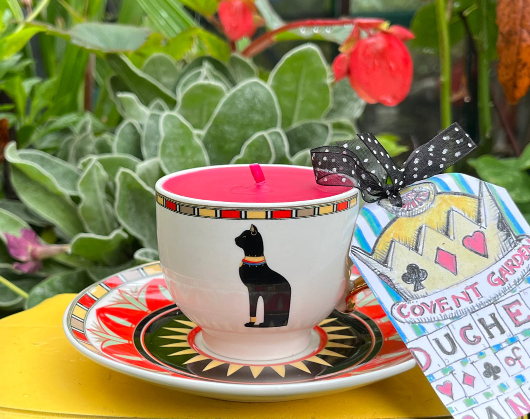 Beautiful Egyptian Black CAT coffee cup scented Soy candle