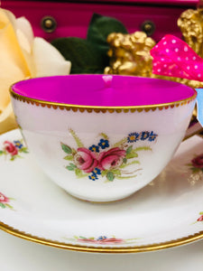 Rare & Beautiful 1905 ‘Aynsley’ Hand painted Pink rose Teacup trio Scented Soy Candle