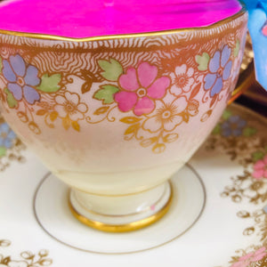 Elegant 1930s Art Deco Gold Brocade ‘Royal Grafton Teacup Scented Soy Candle