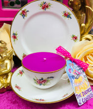 Load image into Gallery viewer, Rare &amp; Beautiful 1905 ‘Aynsley’ Hand painted Pink rose Teacup trio Scented Soy Candle
